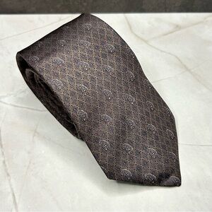 Lanvin 56” Silk Brown Paisley Tie